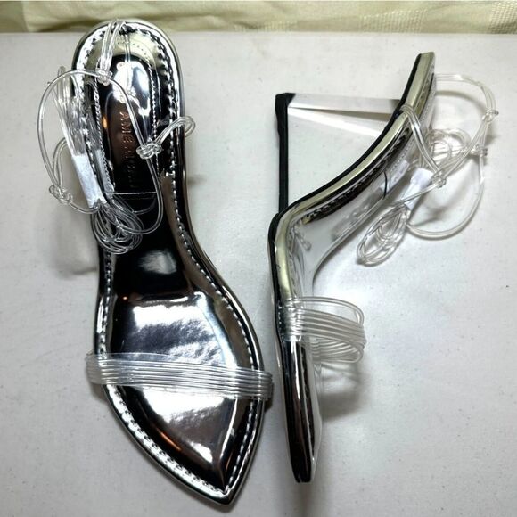 Good American Shoes - Good American Cinder-F*cking Rella Wedge Silver Sz 8